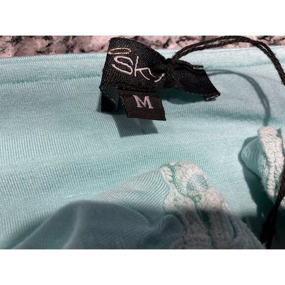 Sky Maxi Dress Medium Mint Color Strapless Boning At V Neck Lace Trim NWT - Picture 6 of 8